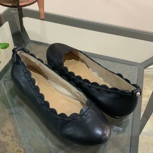 Jack Rogers Black Scalloped Flats